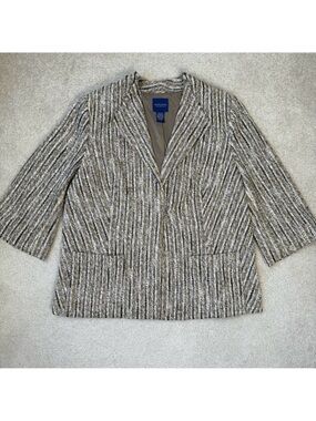 Doncaster Blazer Single Breasted Cotton Blend Pockets Toggle Buttons Size 16W